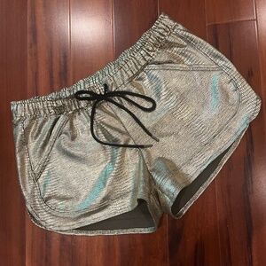 David‎ Lerner Metallic Gold Shorts Elastic Waistband Drawstring Athletic Size XS